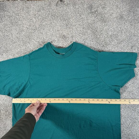 Vintage 80s Single Stitch Shirt Sz 1X Shirt Emerald Green Tee Boxy Retro Casual - Picture 3 of 8